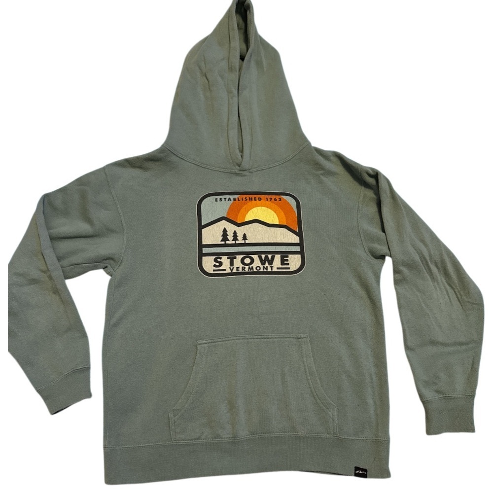 Techstyles Light Green Stowe Vermont Hoodie Size Youth Large